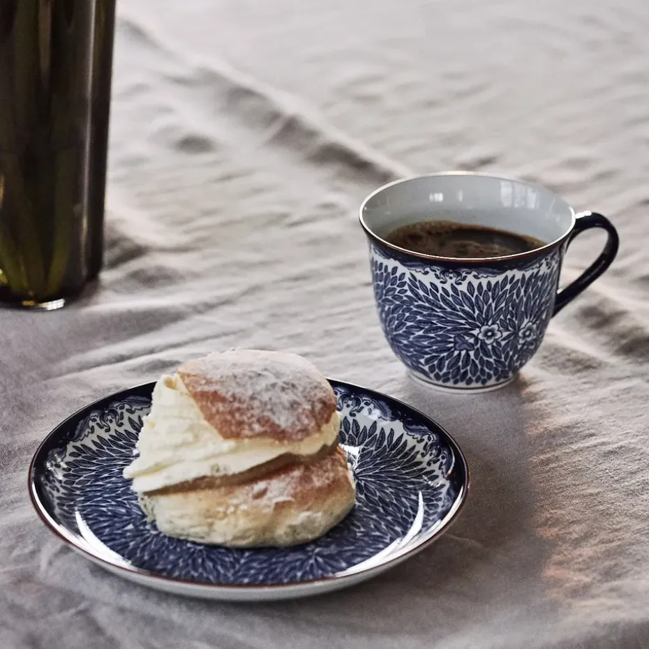 Taza 40 cl y platillo Ø20 cm Ostindia Floris, Azuln