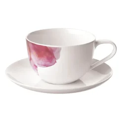 Taza con plato Rose Garden, Blanco