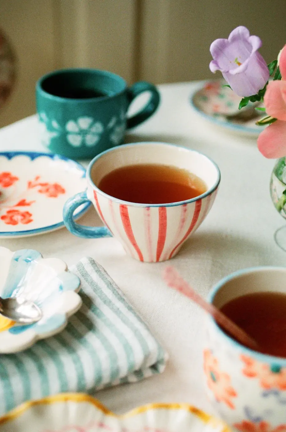 Taza de té de cerámica Rice, Stripes
