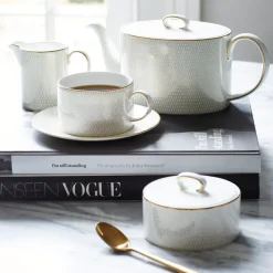 Taza de té y platillo Arris, blanco
