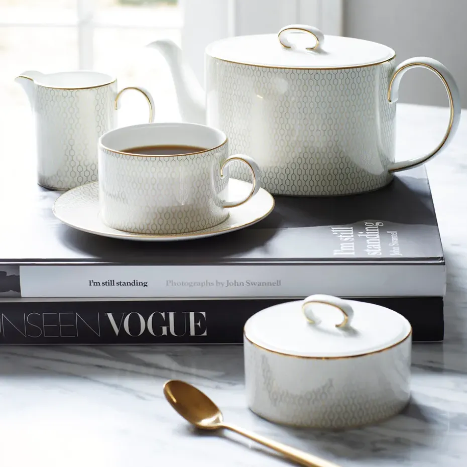 Taza de té y platillo Arris, blanco