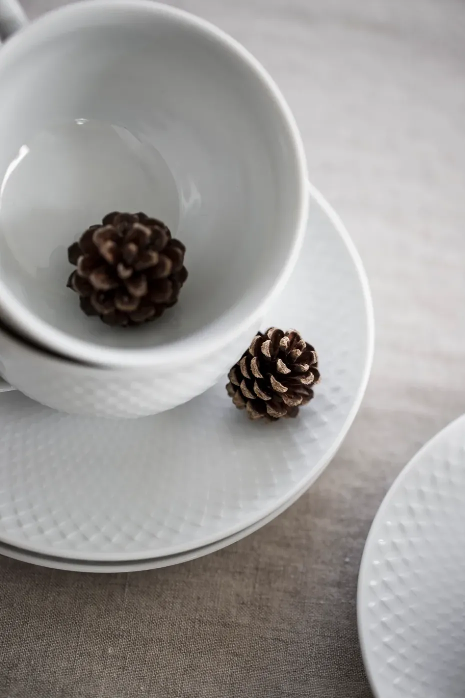 Taza de té y platillo Rhombe 24 cl, Blanco