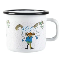 Taza esmaltada Pippi and the horse 2,5 dl, White