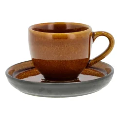 Taza espresso y platillo Bitz 7 cl, Amber-negro
