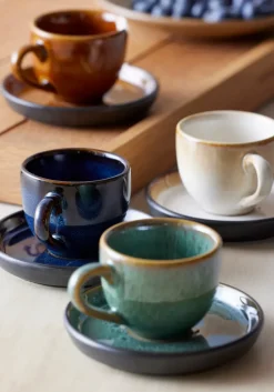 Taza espresso y platillo Bitz 7 cl, Amber-negro