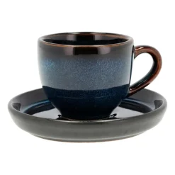 Taza espresso y platillo Bitz 7 cl, Azul oscuro-negro