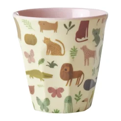 Taza infantil Rice melamina, Estampado Jungla Dulce-Rosa Suave