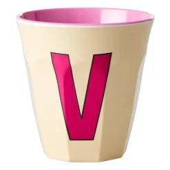 Taza melamina Rice mediana letra V 30 cl, Soft yellow