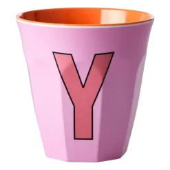 Taza melamina Rice mediana letra Y 30 cl, Pink