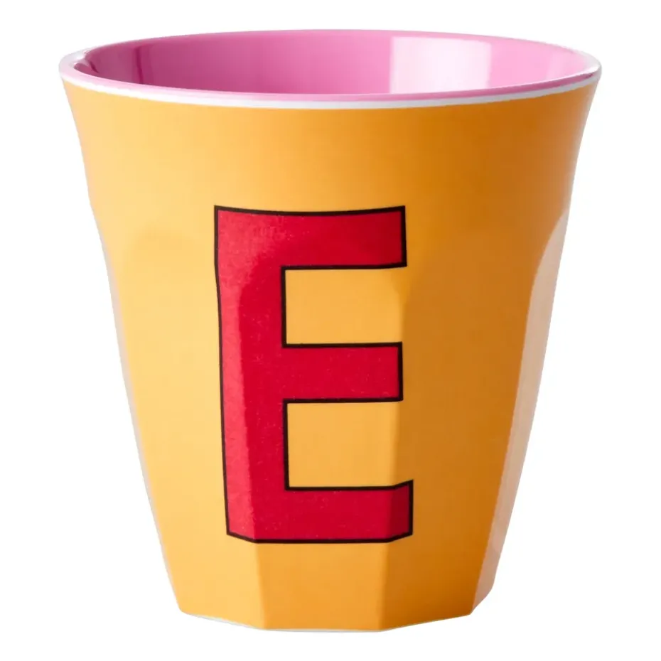 Taza melamina Rice mediana letra E 30 cl, Apricot