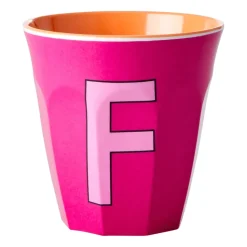 Taza melamina Rice mediana letra F 30 cl, Fuchsia