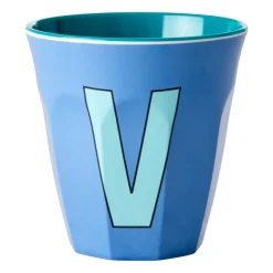 Taza melamina Rice mediana letra V 30 cl, New dusty blue