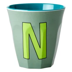Taza melamina Rice mediana letra N 30 cl, Khaki