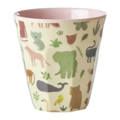 Taza melamina Rice mediana, Estampado Jungla Dulce - Rosa Suave