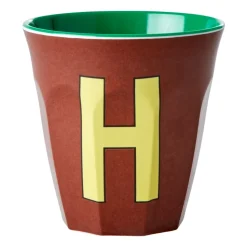 Taza melamina Rice mediana letra H 30 cl, Brown