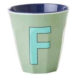 Taza melamina Rice mediana letra F 30 cl, Khaki