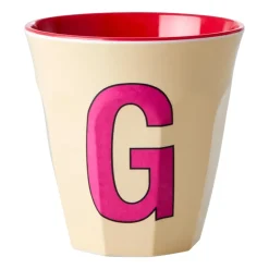 Taza melamina Rice mediana letra G 30 cl, Pastel yellow