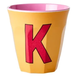 Taza melamina Rice mediana letra K 30 cl, Apricot