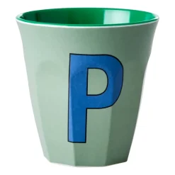 Taza melamina Rice mediana letra P 30 cl, Khaki