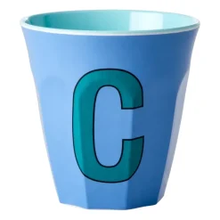 Taza melamina Rice mediana letra C 30 cl, New dusty blue