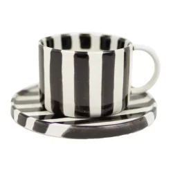 Taza y platillo Monica, Negro