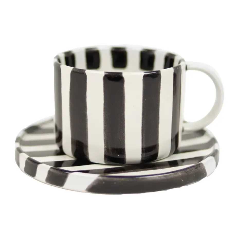 Taza y platillo Monica, Negro