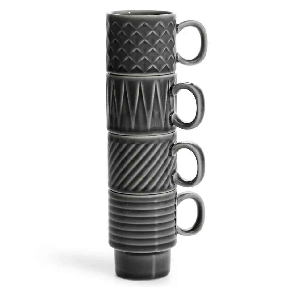 Tazas espresso Coffee & More, 4-pack, gris
