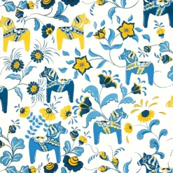 Tela Leksand, azul-amarillo
