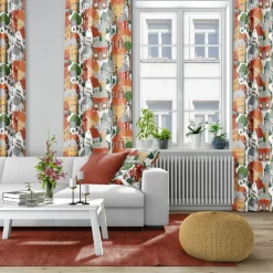 Tela Lyckeby blommar, rojo-naranja
