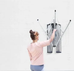 Tendedero WallFix 24 m con caja de protección, Gris
