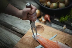 Tenedor de pescado Norden, acero inoxidable-abedul
