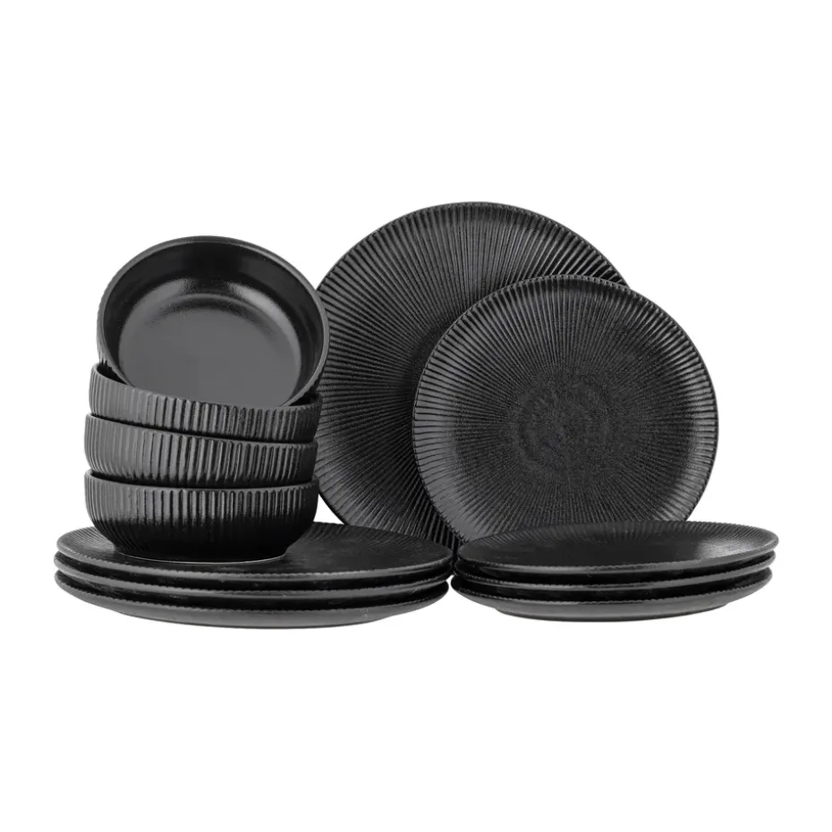 Vajilla Neri 12 piezas, Negro