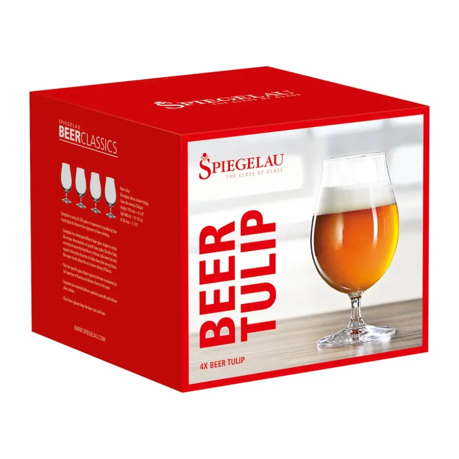Vaso de cerveza Tulip Beer Classics 4 unidades, claro