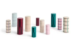 Vela gruesa Column Candle large 25 cm, Off white-green bordeaux-silver