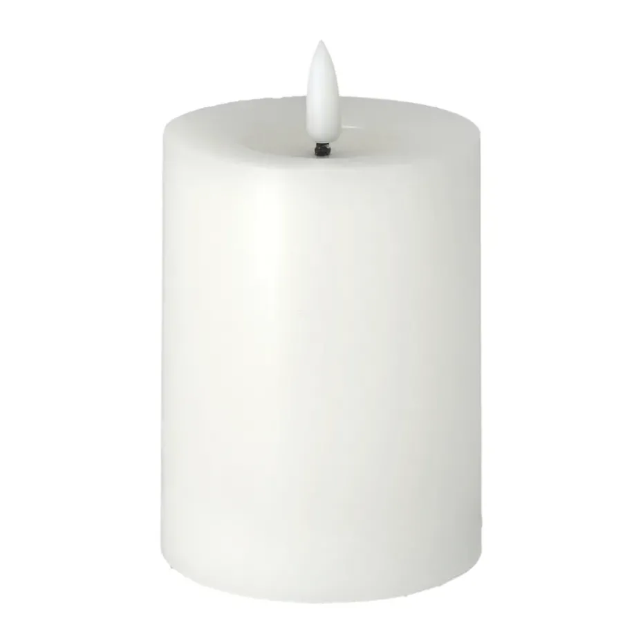 Vela gruesa LED Bright Melt 12,5 cm, blanco