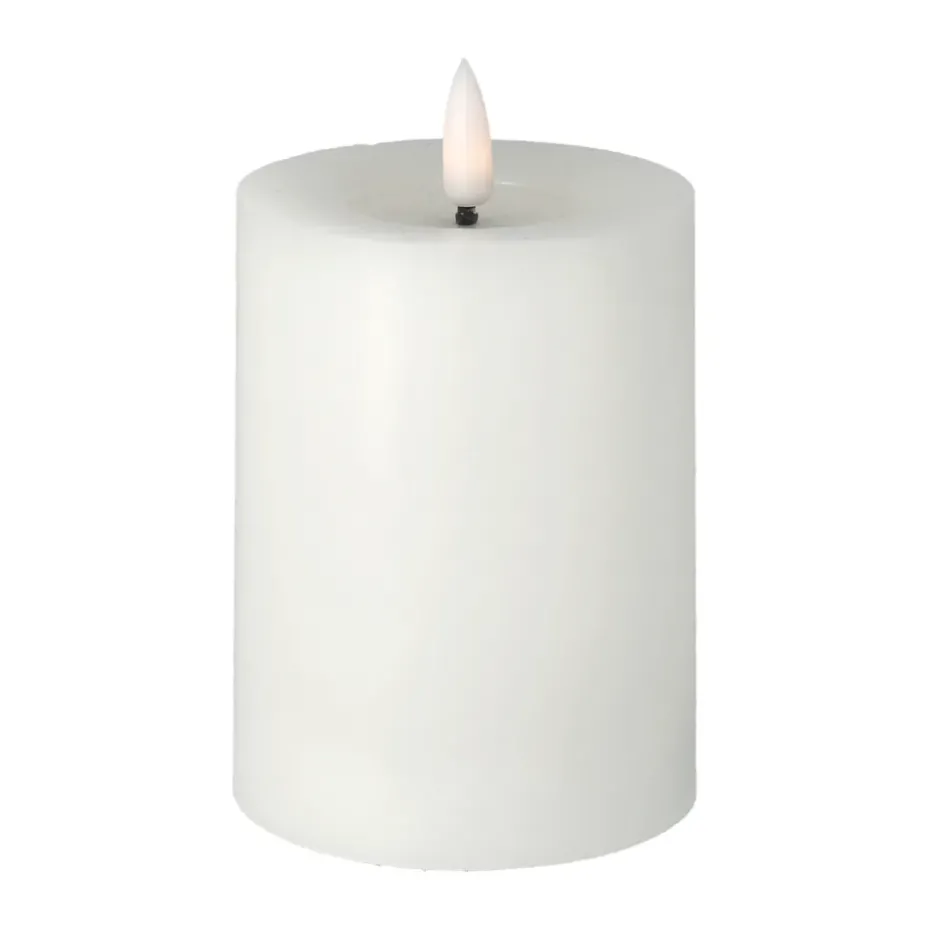 Vela gruesa LED Bright Melt 12,5 cm, blanco