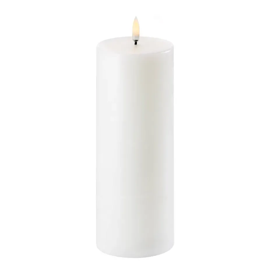 Vela gruesa LED Uyuni blanco Ø7,8 cm, 20,3 cm