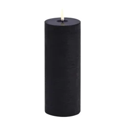 Vela gruesa Uyuni LED derretida, Negro rústico, Ø7,8x20 cm