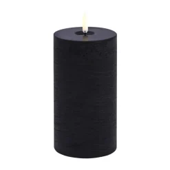 Vela gruesa Uyuni LED derretida, Negro rústico, Ø7,8x15 cm