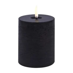 Vela gruesa Uyuni LED derretida, Negro rústico, Ø7,8x10 cm