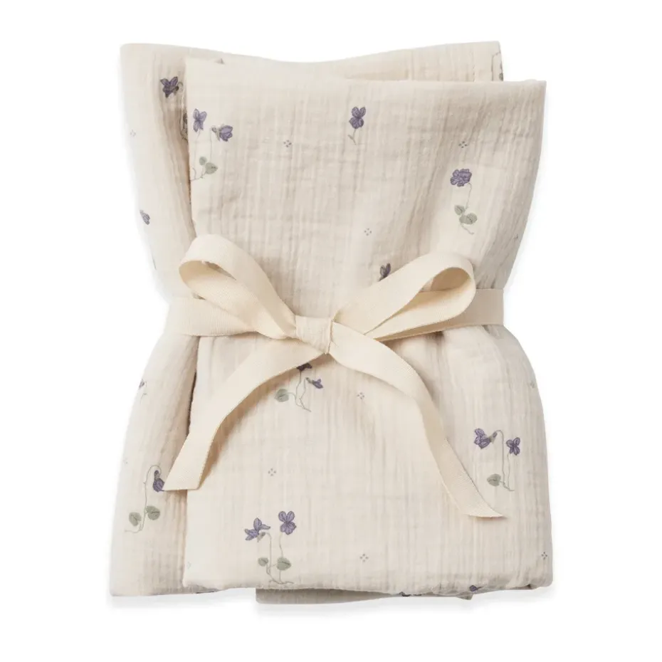 Viola Muslin manta pequeña 2 piezas, 60x60 cm