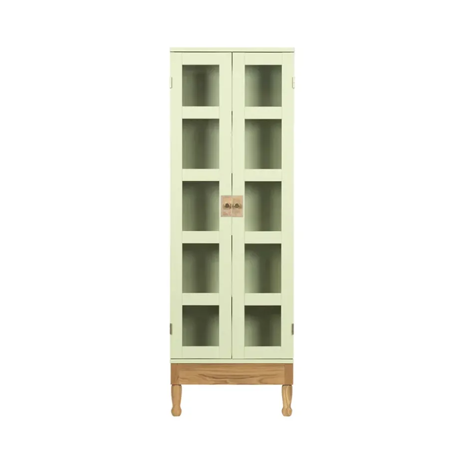 Vitrina para libros National Geographic, Base de roble verde claro - latón