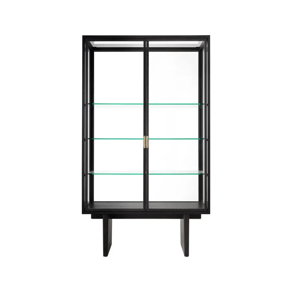 Vitrina Private, Vidrio, marrón-roble teñido de negro