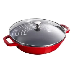 Wok con tapa de cristal Ø30 cm 4,4 L, rojo