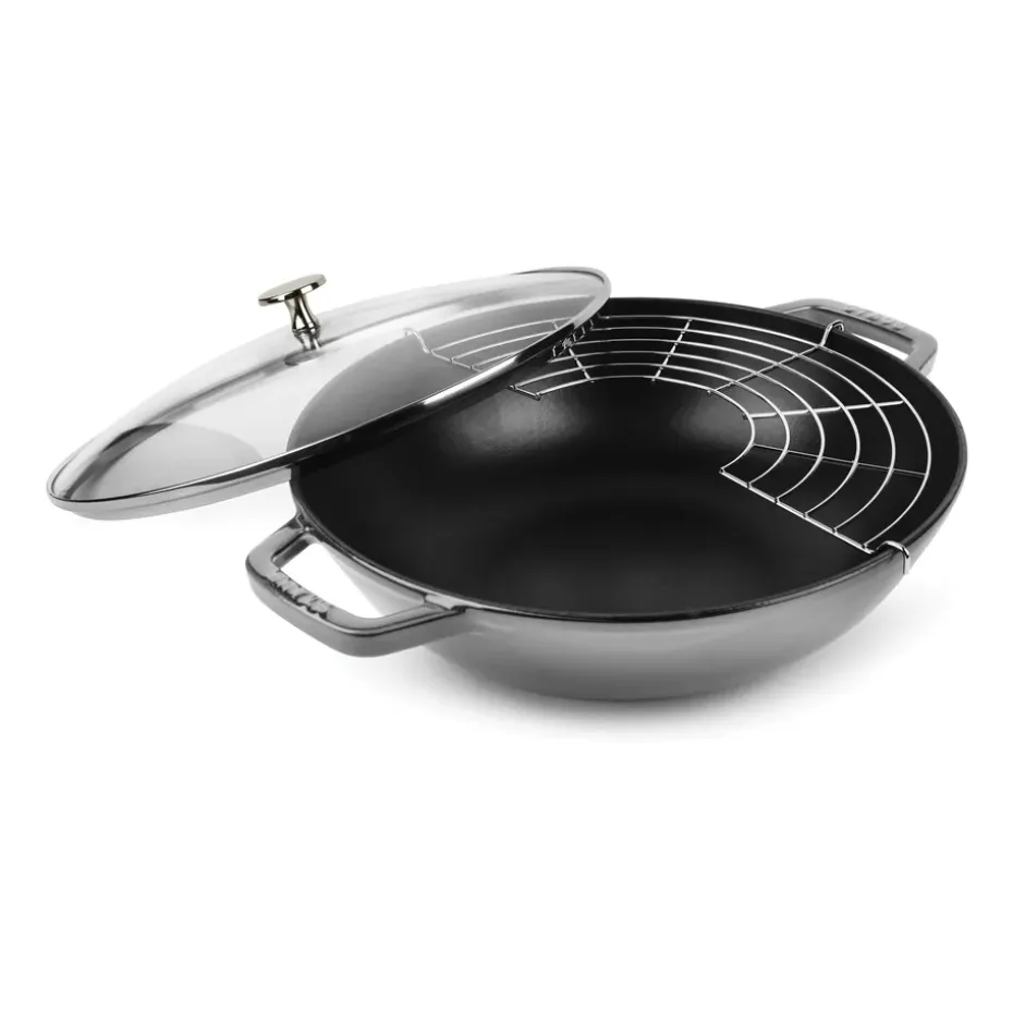 Wok con tapa de cristal Ø30 cm 4,4 L, gris