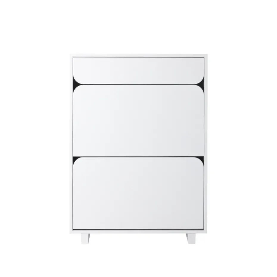 Zapatero Vidja, Lacado blanco, 2 compartimentos+1 låda