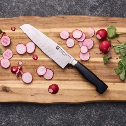 Zwilling Four star cuchillo santoku 18 cm, Negro-acero inoxidable